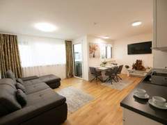 Ferienwohnung - Ferienwohnung Moderne Wohnung in Kaisermühlen mit Garten und Panoramablick